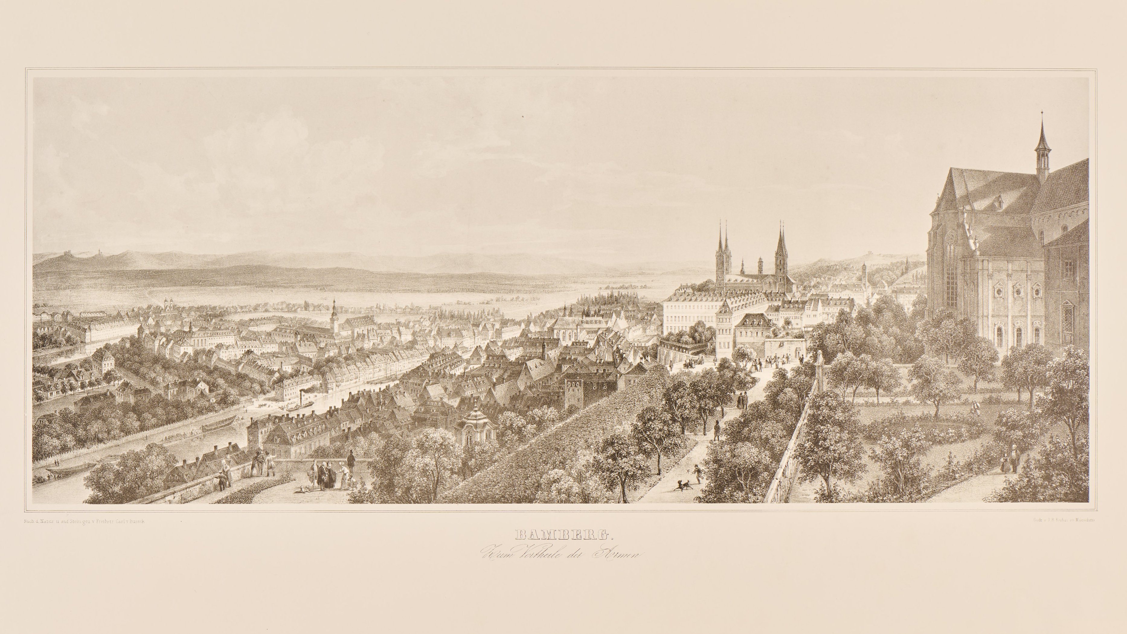 Zeichnng mit einem Panoramamblick vom Kloster zum Bamberger Dim
